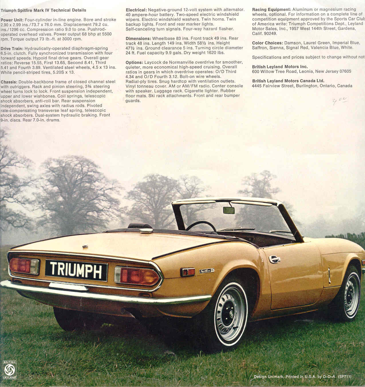 Triumph Spitfire MkIV (USA/CAN)!